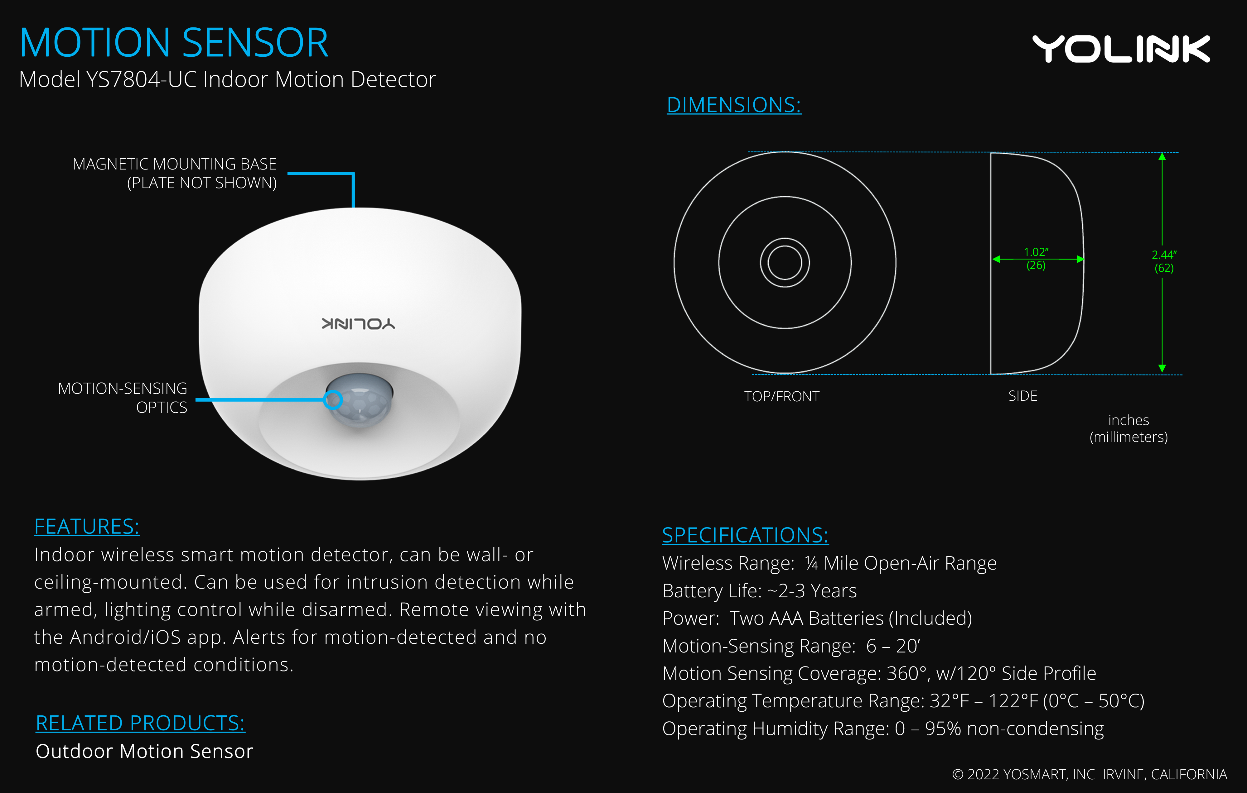 Yolink Smart Motion Detector Sensor