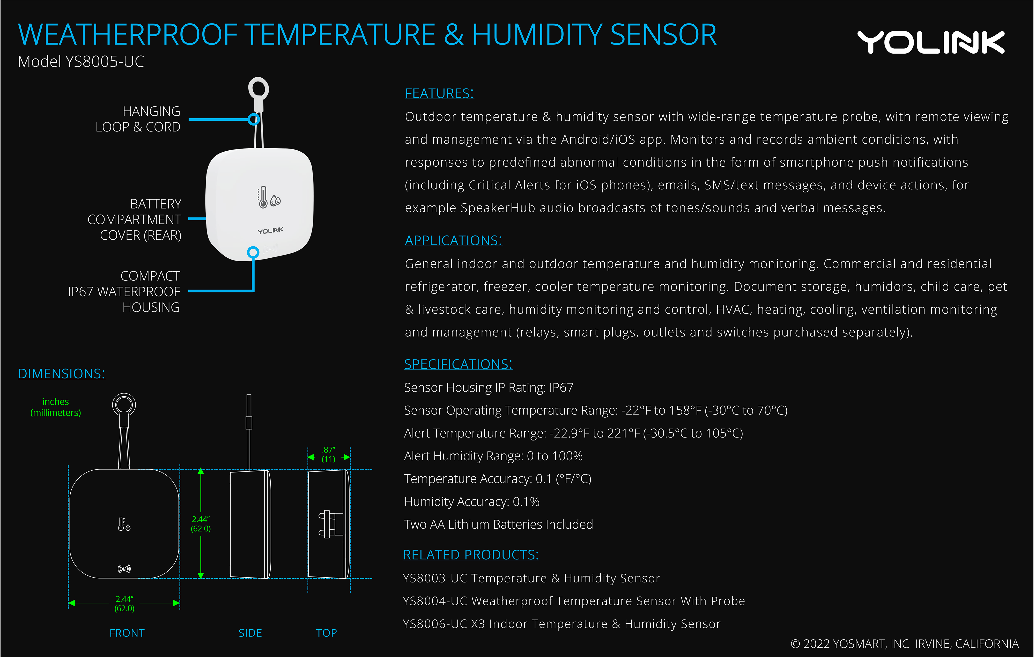 YoLink Smart Temperature Humidity Sensor